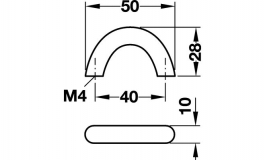 Hafele - Ручка-скоба латунь матова 10/50x28 мм - 116.35.617