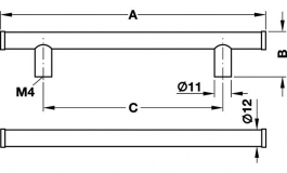 Hafele - Ручка-релінг D12/413х35 мм, латунь, хром., полір. - 117.39.236