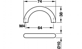 Hafele - Ручка меблева нержавіюча сталь матова  10/74х38мм - 117.40.604