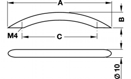 Hafele - Ручка алюм.срібляст. 10/152/32мм - 117.67.025