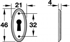 Hafele - Накладна футорка 46х21 мм, латунь,коричн.протерт. - 118.20.189