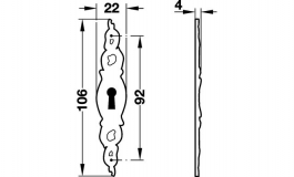 Hafele - Накладка декоративна 106х22х4 мм, цамак,ст.бронза - 119.06.120