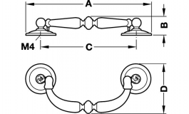 Hafele - Ручка декоративна 123х20х50 мм, латунь,ст. бронза - 125.72.102