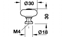 Hafele - Ручка-кнопка D31х30 мм, фарфор, цамак, ст. бронза - 130.51.755