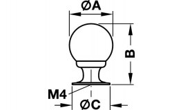 Hafele - Ручка кругла ,латунь,полір./склян.,тримач 25x33мм - 132.03.481