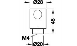 Hafele - Ручка кнопка D28х45 мм, ст.нерж., скло прозоре - 133.50.410