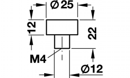 Hafele - Ручка-кнопка D25х22 мм, нерж.сталь, скло прозор. - 133.50.430