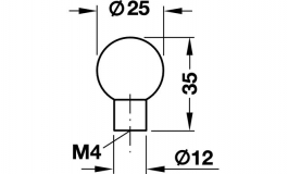 Hafele - Ручка кнопка D25х35 мм, ст.нерж., скло матове - 133.50.540