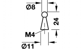 Hafele - Ручка-кнопка D11х24 мм, цамак, хром. матов. - 133.89.400