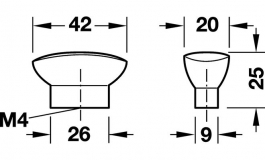 Hafele - Ручка-кнопка цинк хром.полір.42x25мм - 133.90.200