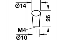 Hafele - Ручка кругла, цинк,хром.,мат 14x26мм - 133.91.400