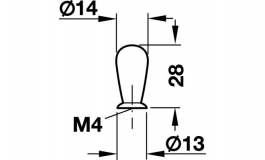 Hafele - Ручка-кулька D14х28 мм, латунь, нікельов., матов. - 134.56.600