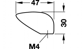 Hafele - Кнопка алюміній, сріблястий 47x30 мм права - 134.67.901