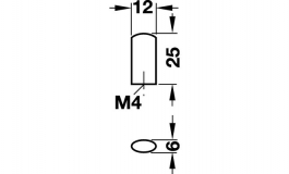 Hafele - Ручка-кнопка 12х25х6 мм, нерж сталь мат., крацов. - 135.10.600