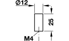 Hafele - Ручка-кнопка D12х25 мм, латунь, поліров.,хромов. - 136.58.609