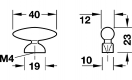 Hafele - Ручка-кнопка 40х23 мм, цамак, хромов., матов. - 137.55.400