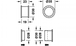 Hafele - Ручка для плоских дверей,латунь,хром.,мат. 35мм - 151.79.400