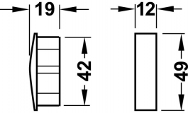 Hafele - Заглушки цинк 43x19мм, колір алюмінію - 151.86.989