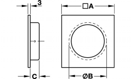 Hafele - Ручка врізна нержавіюч.ст.мат.69x69мм - 152.50.002