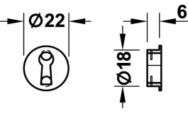 Hafele - Декорат. ключевина 22 мм, цамак, нікельов., матови - 181.07.607