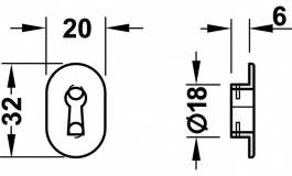 Hafele - Декорат. ключевина 20х32 мм, цамак, нікельов., мат - 182.19.602