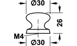 Hafele - Ручка-кнопка дуб 30x26мм - 196.54.418