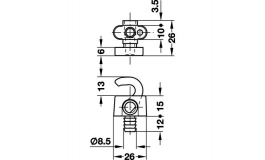 Hafele - Catch hook w.dowel ni.pl.6/8mm - 226.31.790