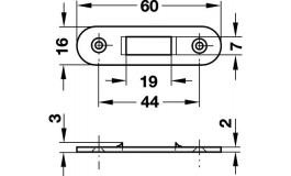 Hafele - Відповідна частина до замка сталь нікельов. 60x16мм - 233.30.990