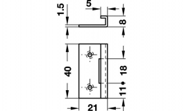 Hafele - Замикаючий кутник до замка 40х21 мм, сталь, оцинков. - 239.01.910