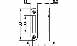 Hafele - Відповідна частина до замка 60х13 мм (нікель) - 239.05.704