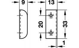 Hafele - Ригельна замикаюча планка (латунов.) 33х13х9 мм - 239.40.507