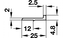 Hafele - Планка стопорна 4,8 мм/2,75 м, колір:чорний - 239.92.352