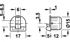 Hafele - Склотримач D15 мм для скла 5-6,5 з фікс(корич.) - 243.30.100