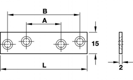 Hafele - Пластина з'єднувальна 4 отвори сталева оцинкована 2х15х100мм - 260.20.039