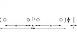 Hafele - Пластина з'єднувальна сталева колір: білий алюміній 3х20х230мм - 260.22.200