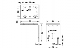 Hafele - Монтажний кутник сталь оцинкована 60х60х44 мм - 260.25.980