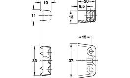 Hafele - Стяжка корпусна "Т" сталь оцинкована/верхня частина пластмасова, колір білий - 262.61.700