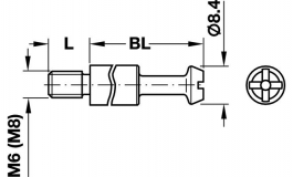 Hafele - Болт стяжки MAXIFIX E S35 сталевий оцинкований 38мм D8.4мм глибина свердління 35мм різьба М6 9.5мм - 262.87.901