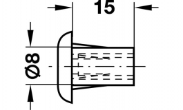 Hafele - Стяжка пластик коричневий М6х15мм D8мм - 267.06.140