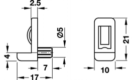 Hafele - Полицетримач для скла з пруж. Прозорий. D=5 мм - 281.42.403