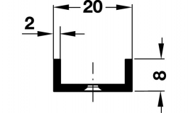 Hafele - Шина для полицетримачів для прикручування алюміній сріблястий 20х8 мм ( упаковка 3,5 м) - 283.13.900