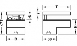 Hafele - Полицетримач 40х60мм затиск. 6-40мм, колір нерж с - 284.05.050