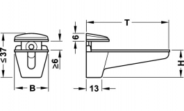 Hafele - Полицетримач 27х65х23 мм затиск. 6-10 мм, колір н - 284.05.060