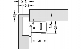 Hafele - Петля без пружини для товщина панелі від 12мм сталь нікельована шаблон: 36/10.5 під запресування - 343.80.730
