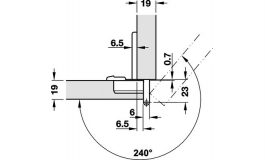 Hafele - Петля Aximat 300SM наклад. 6, 5 мм свердл. 45/9,5S - 344.06.001