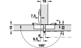 Hafele - Петля Aximat100SM 3D G6 45 SF внутрішня - 344.24.003