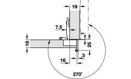 Hafele - Петля Aximat 100SM2D накладна 16 свердління 45/9,5 345S - 344.36.001