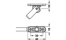 Hafele - Розкладна стопорна стійка 190 мм,чорн.,ст.нік. - 365.31.300