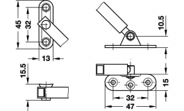 Hafele - Стопор барний 465 мм, ст. нікельов., на розкриття - 372.17.771