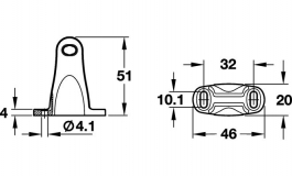 Hafele - Кріплення до фасаду пластик сірий RAL 9006 з повздовжнім отвором для рами 20мм - 372.64.991